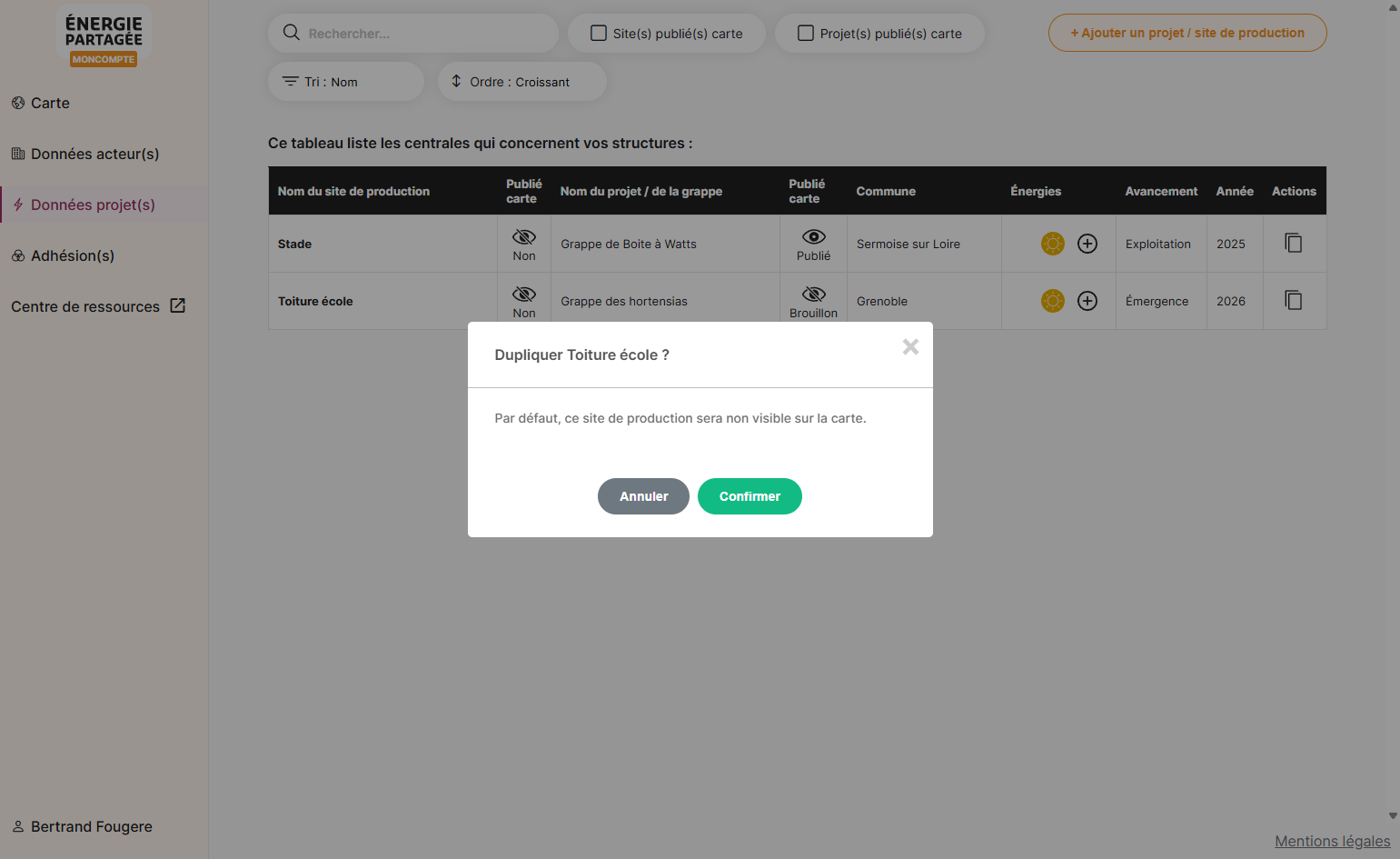 Cliquer sur "Confirmer"