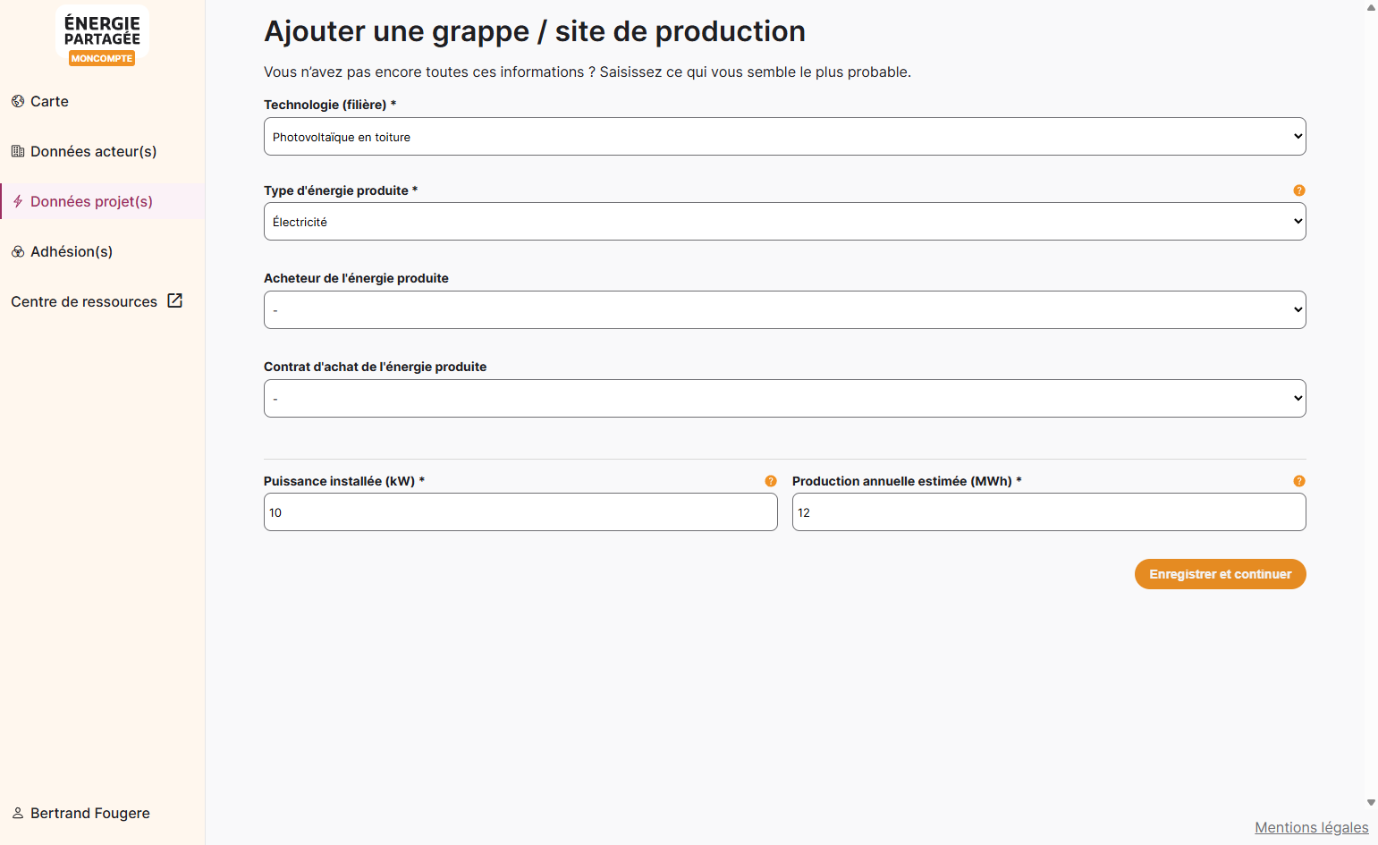 Enregistrer et continuer