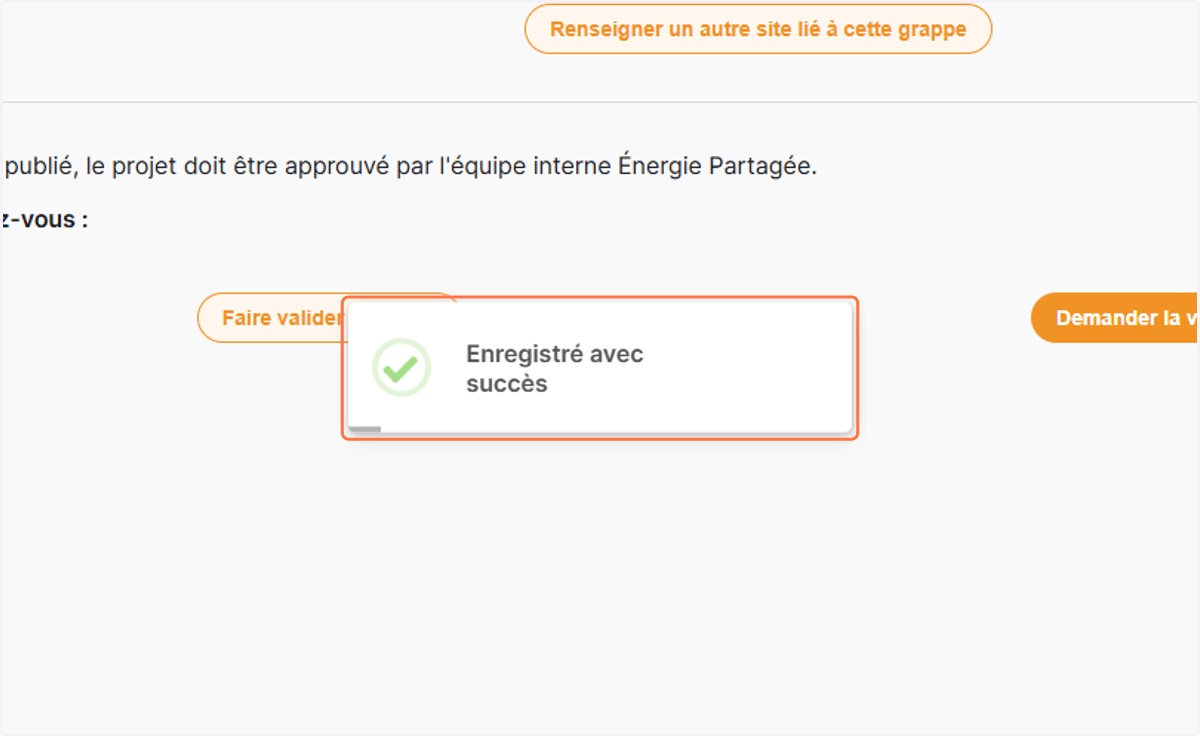 Votre site de production a bien été enregistré!