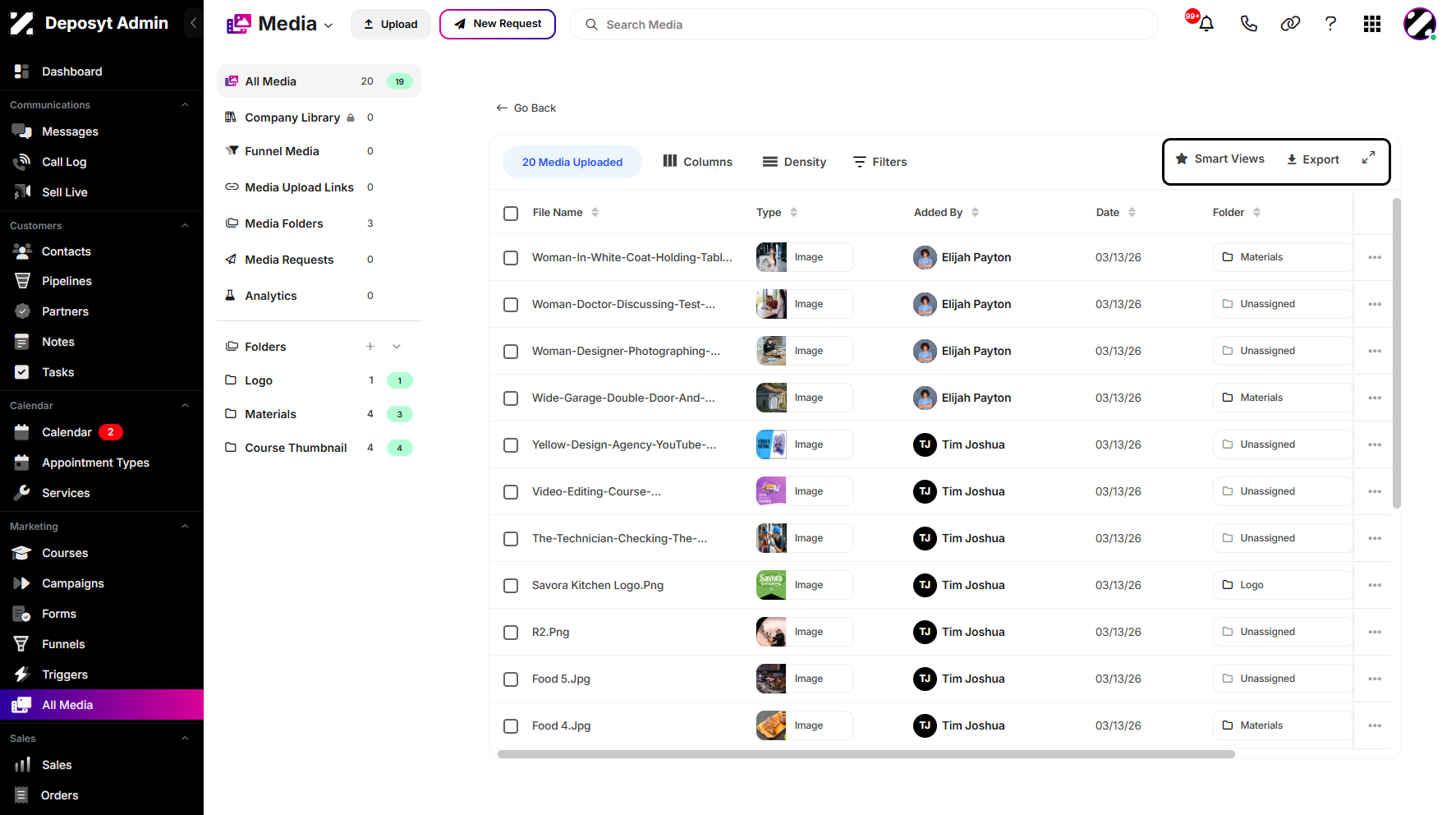 Step 9: You can also access the Smart Views and Exporting options.