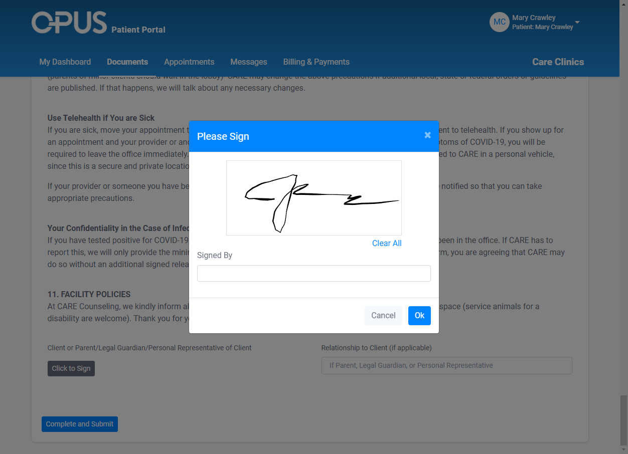 Complete your signature