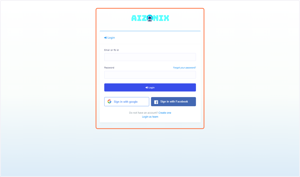 Visit AIZONIX website and create an account