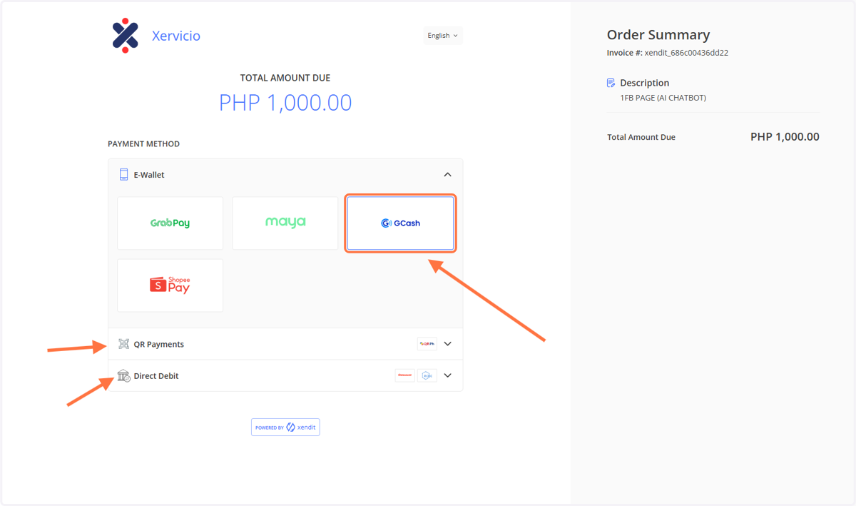 Click on GCash