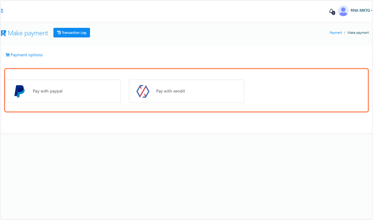 Select the payment method