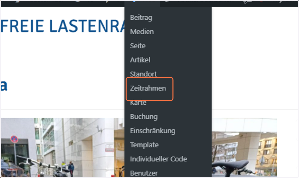 Dann oben in der Leiste auf Neu > Zeitrahmen