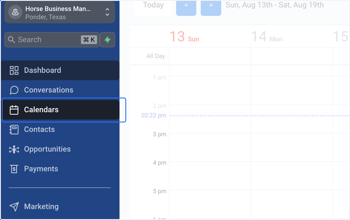 Click on Calendars