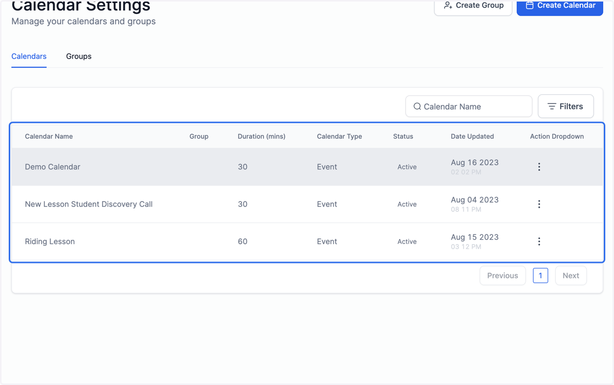 Locate the calendar that you want to share
