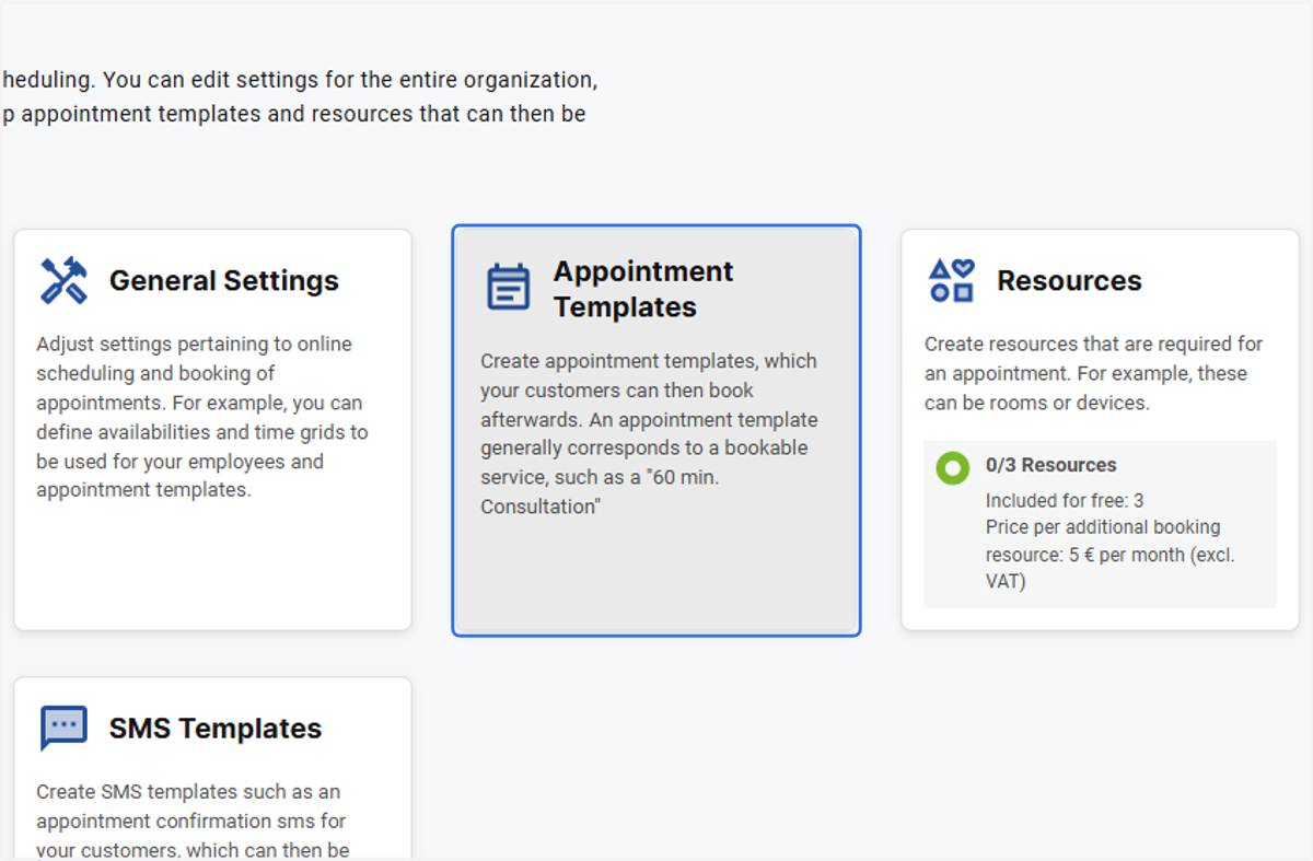 Click on Appointment Templates