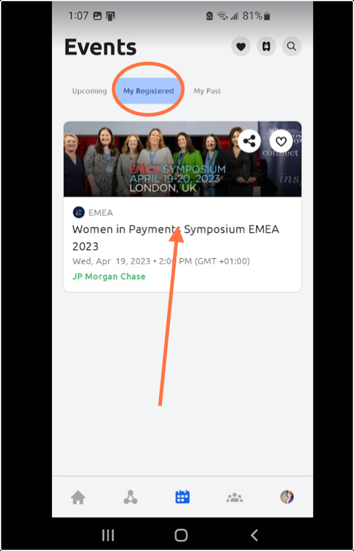 To explore tools for a specific event, find your event under "My Registered" and click the event image.