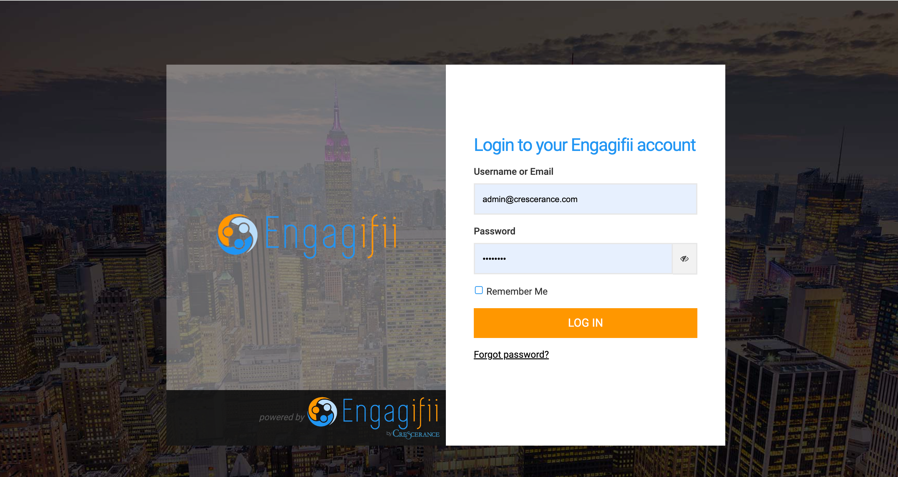 Enter your user name and password and click on LOG IN