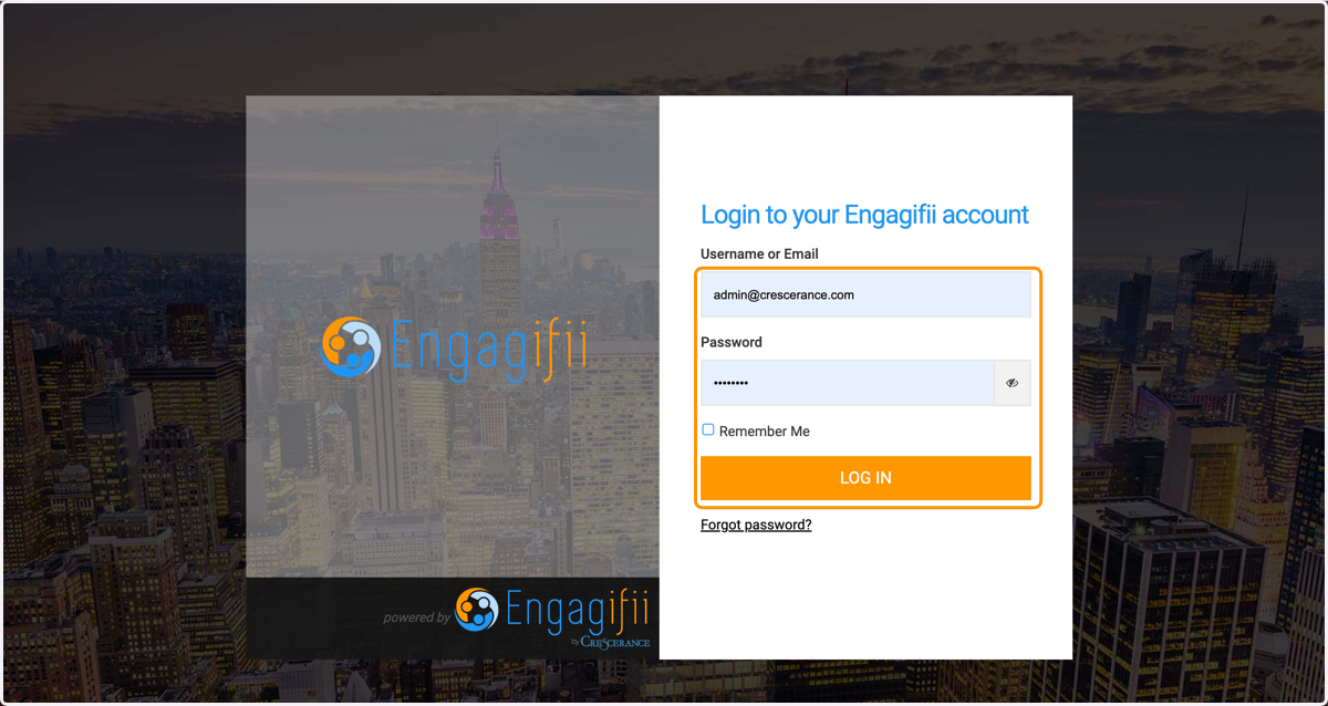 Enter your user name and password and click on LOG IN