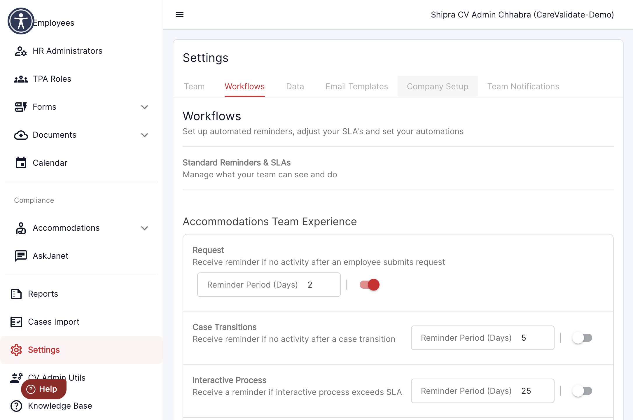 Click on Company Setup from the options