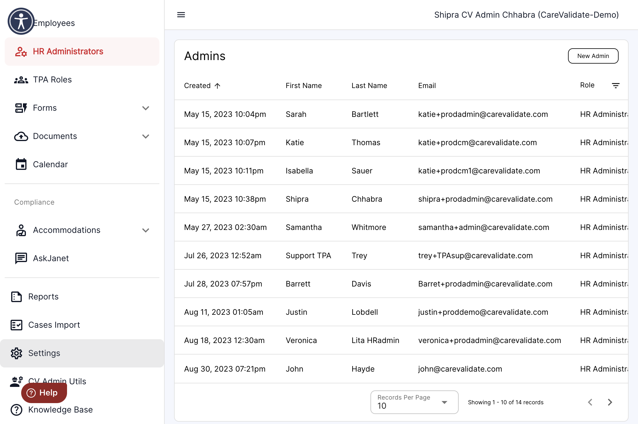 Click on settings in the left panel of the dashboard.