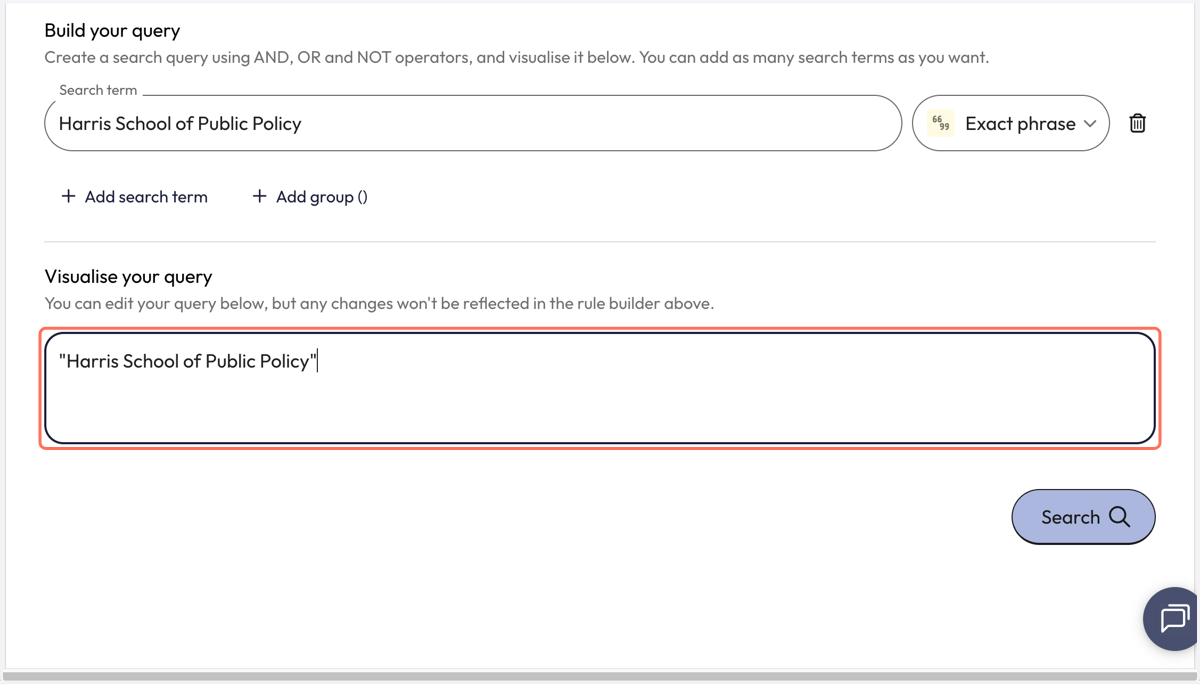 See your query in the 'Visualise your query' box