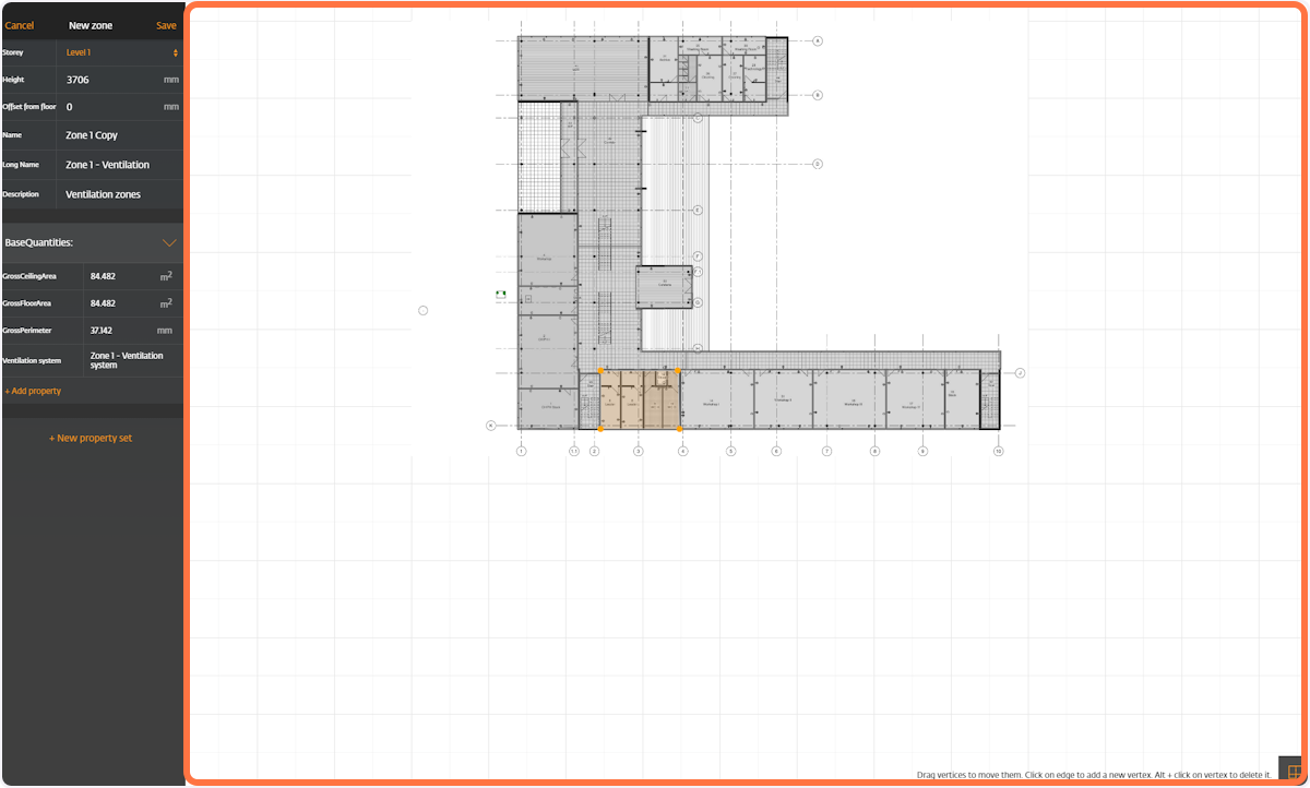 You're new zone appears as a rectangle ready for you to define the area it will cover. Drag the corners and add new corners to this zone to create a different shape.
