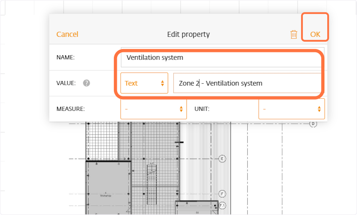 Edit the values of the property set and click on OK