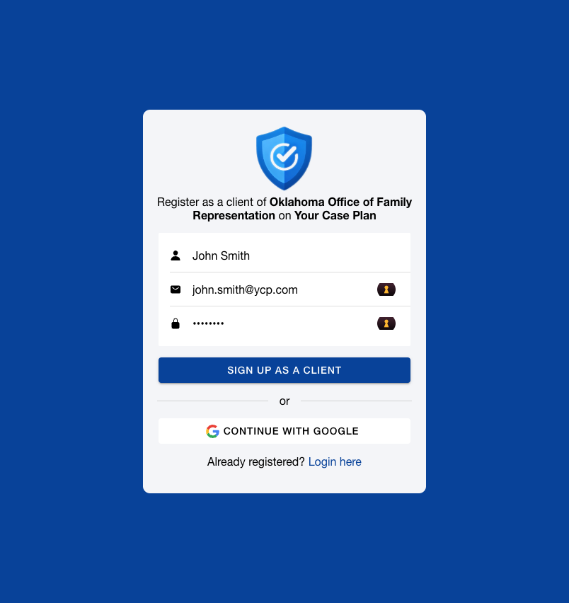 Click on password field