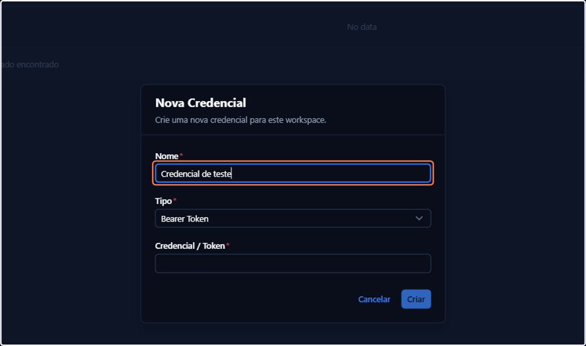 Dê um Nome à sua credencial