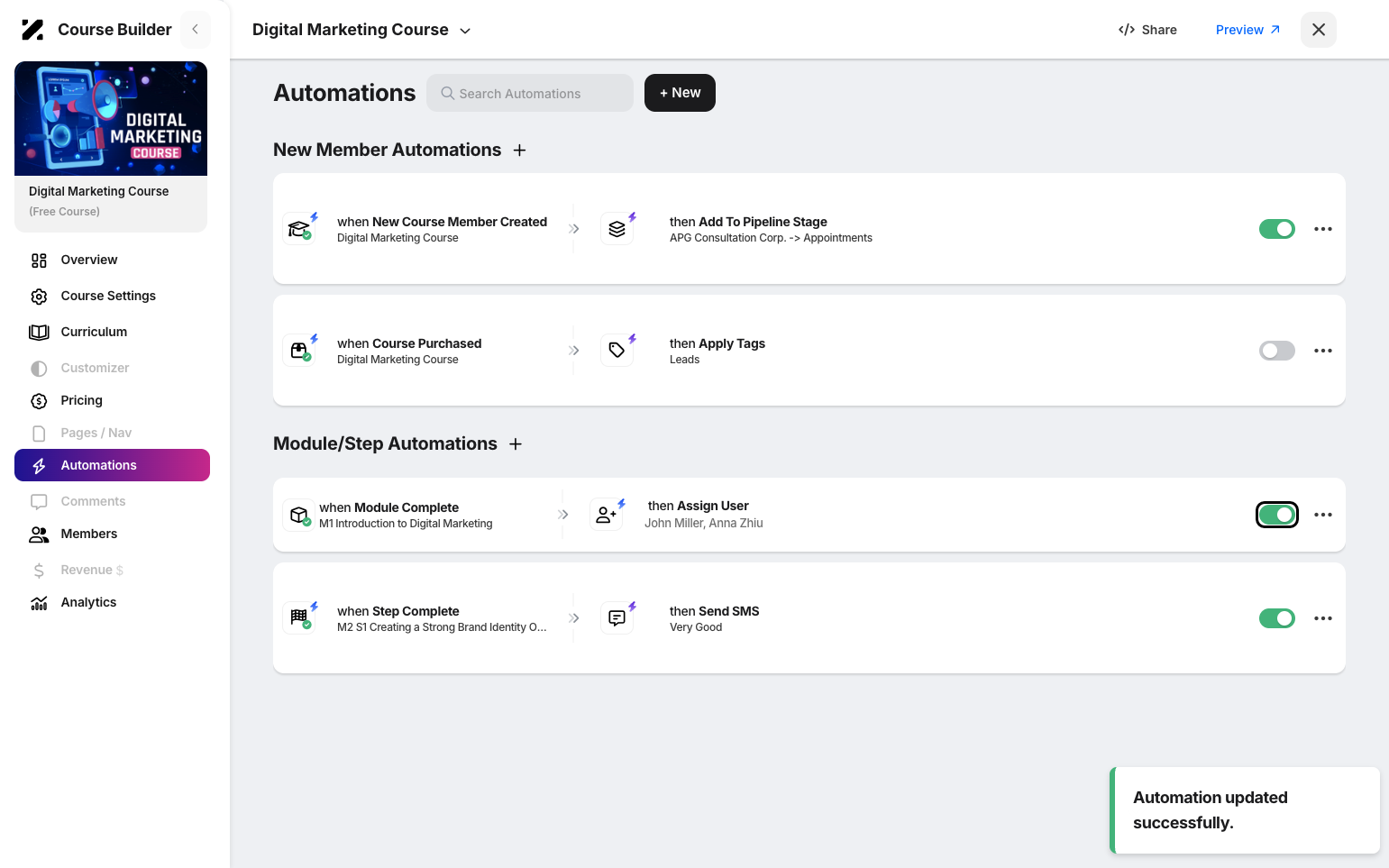 Step 7: Toggle on the trigger to activate the automation.