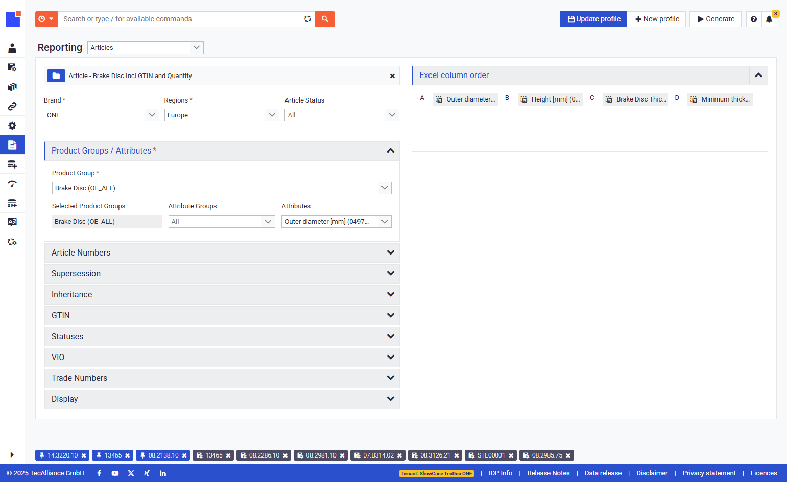 You can also do some changes on the existing profile and Update it
