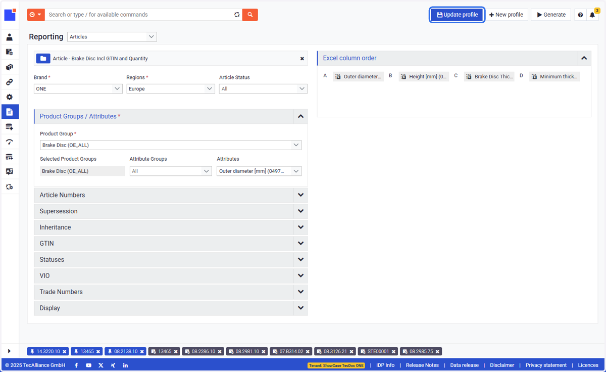 You can also do some changes on the existing profile and Update it