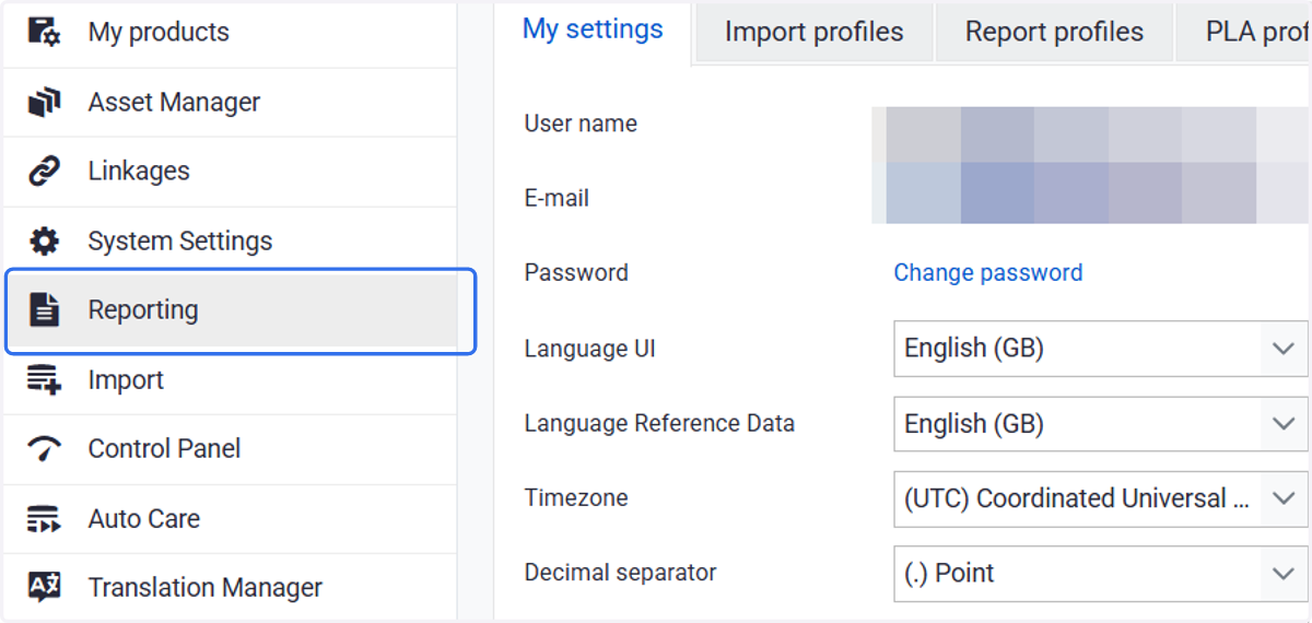 Click on Reporting