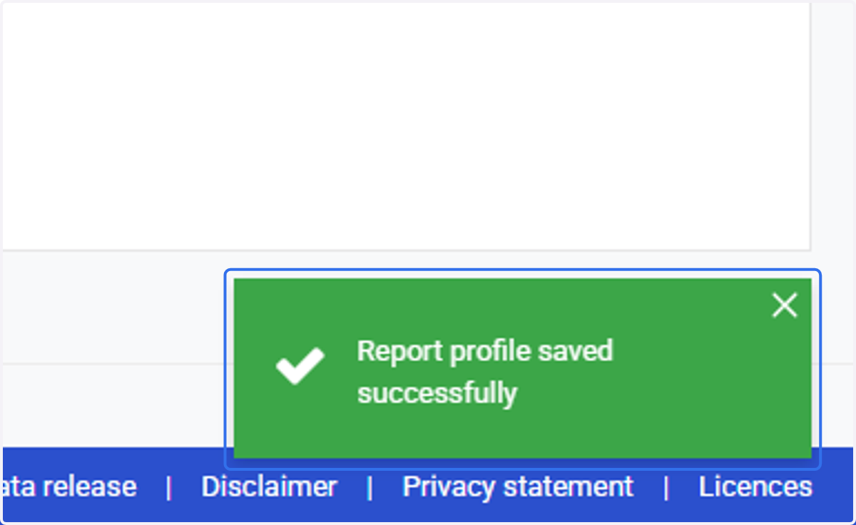 Report profile saved successfully will show once you click on Update Profile