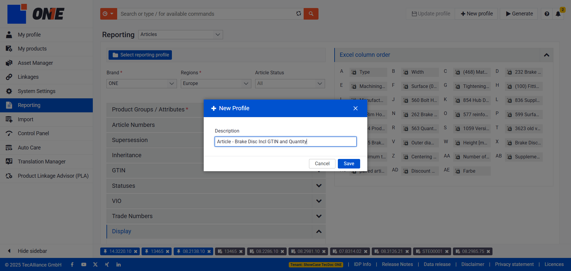 Provide a name which will help you to identify the import configuration behind the profile