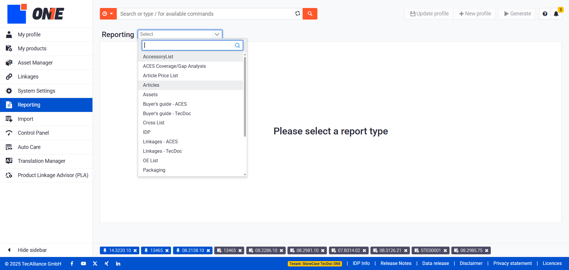 Select the report you want to generate