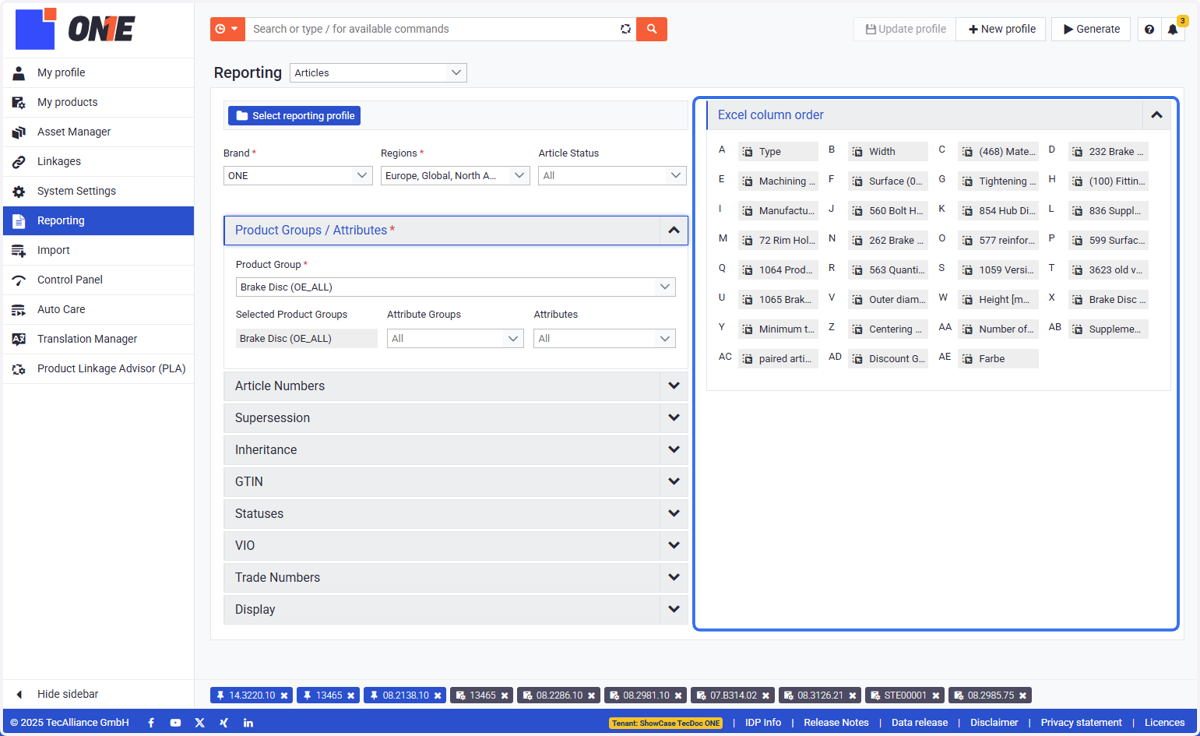 Select the settings/information you want your report to include