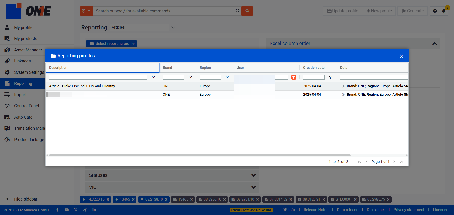 Select the profile