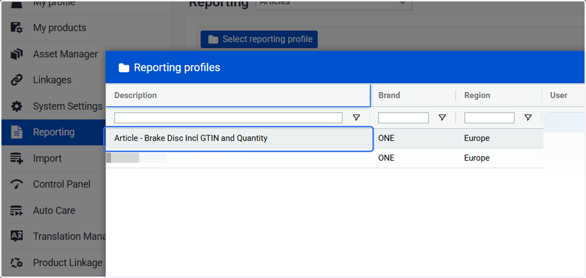 Select the profile