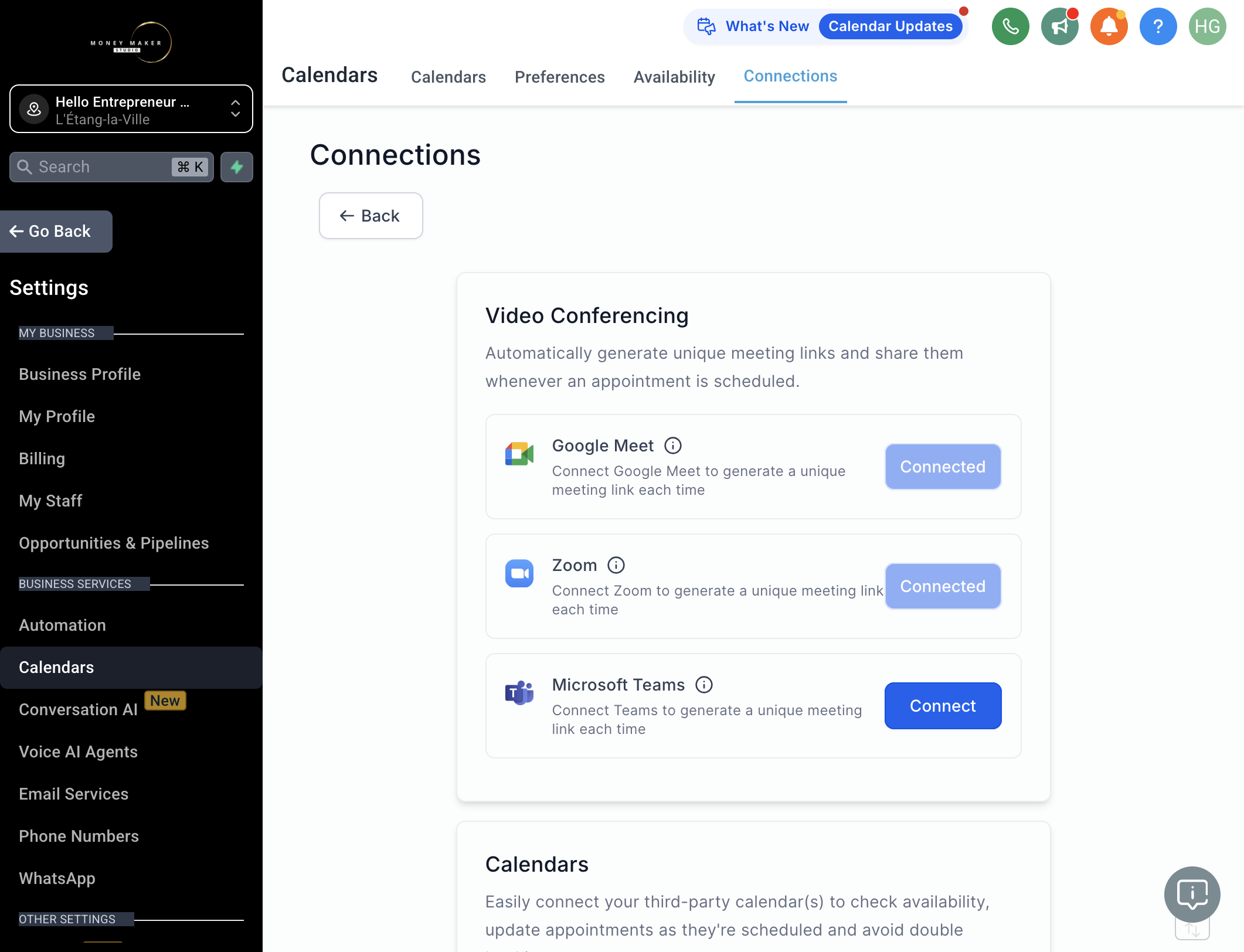 Klik Connect ud for den/de services du vil tilknytte og følg login instruktionerne