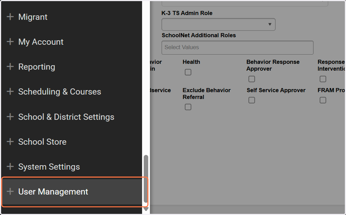 From your Main menu, navigate to User Management > User Account Administration User Account