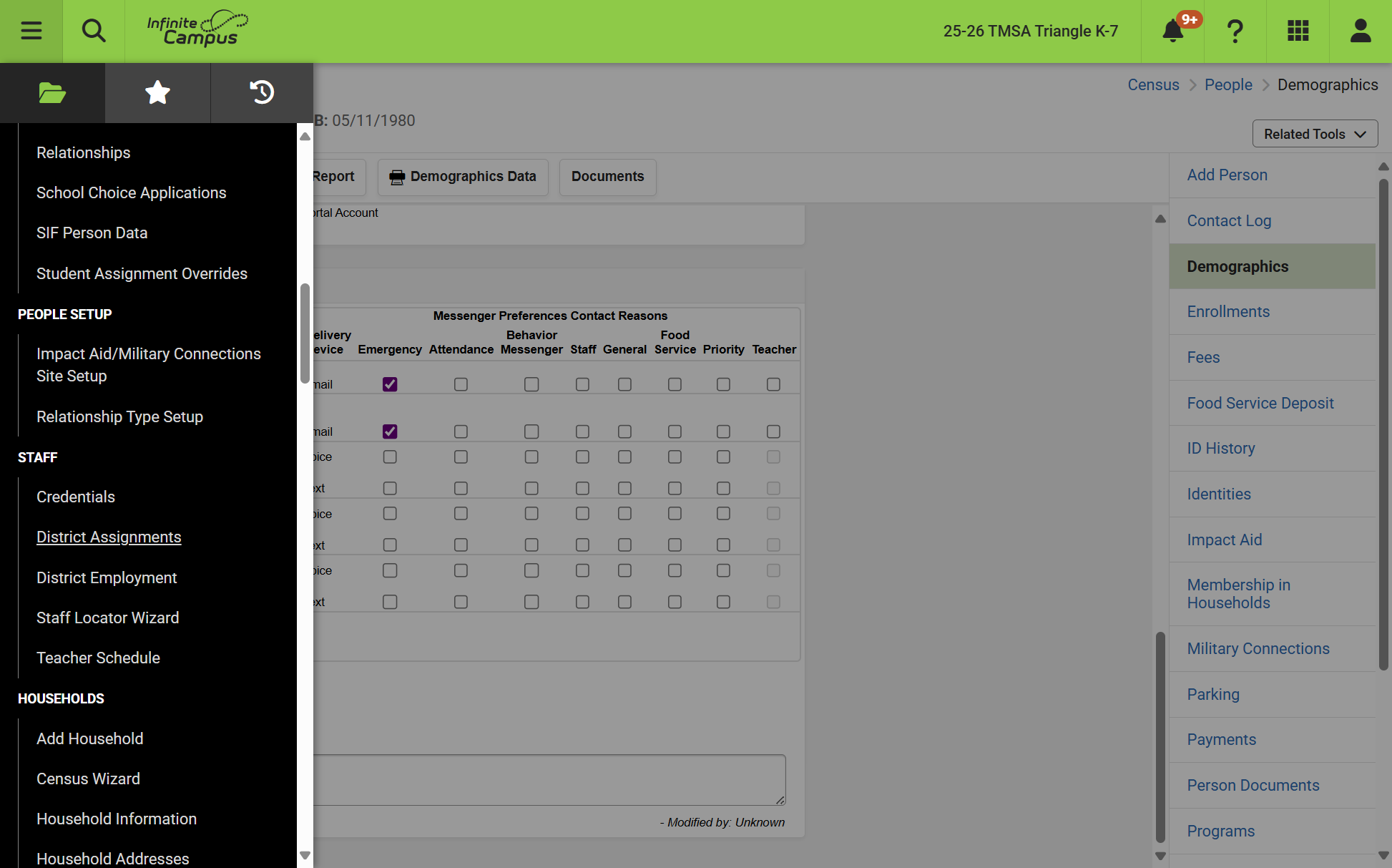 Click on District Assignments, under Census