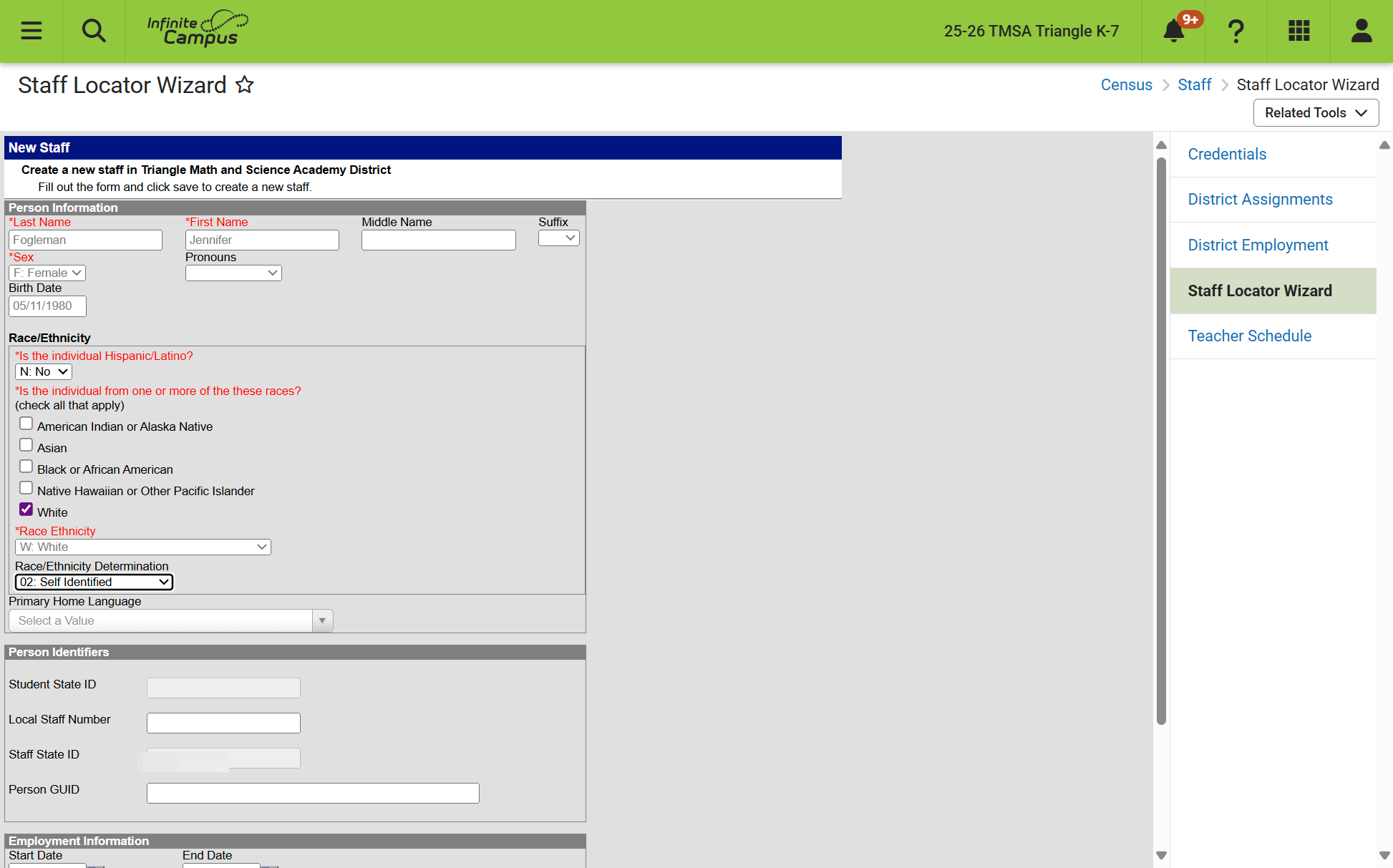 Select 02: Self Identified from Race/Ethnicity Determination