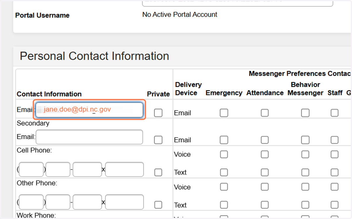 Enter the Staff email address