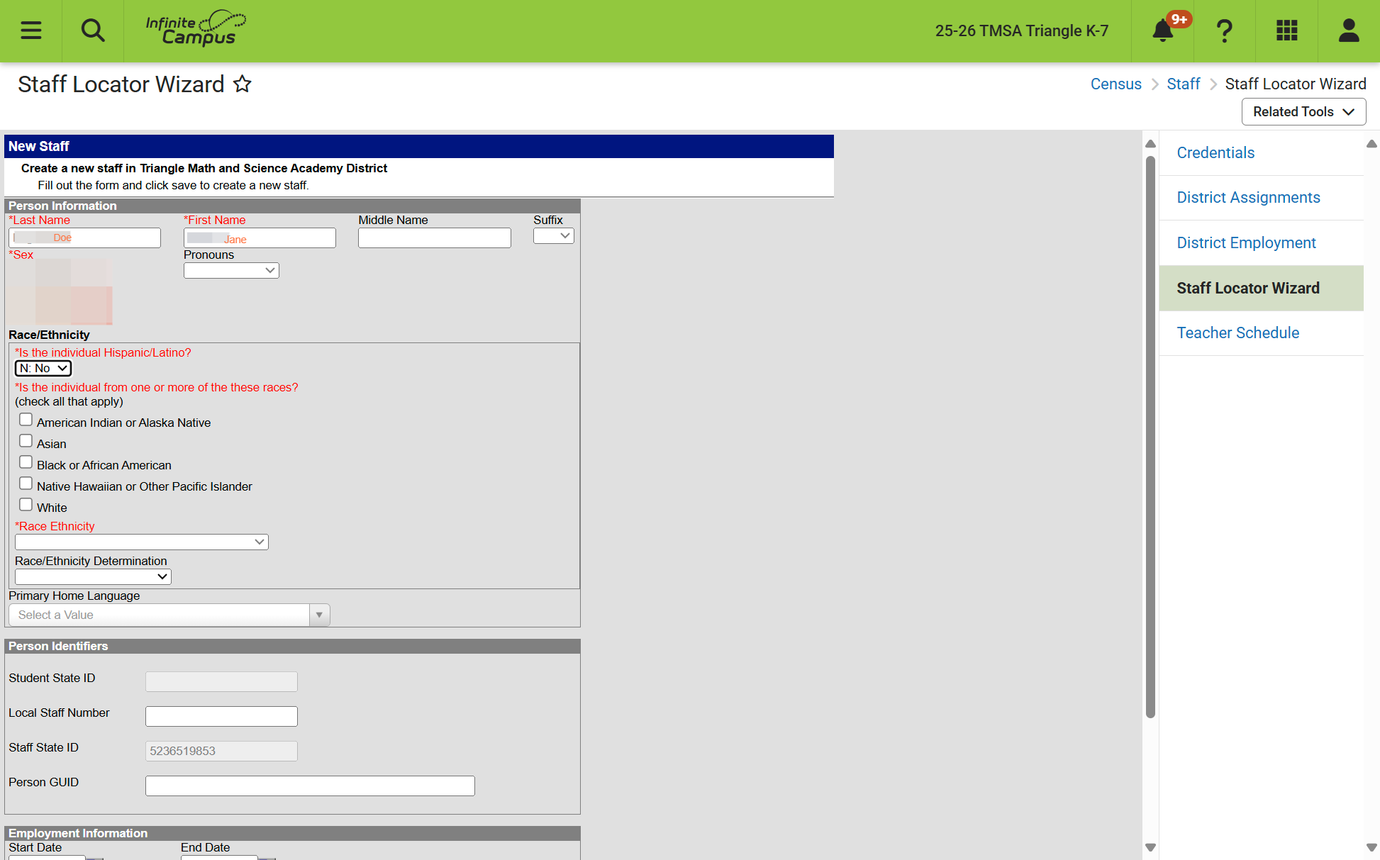 Enter the required information for Race/Ethnicity