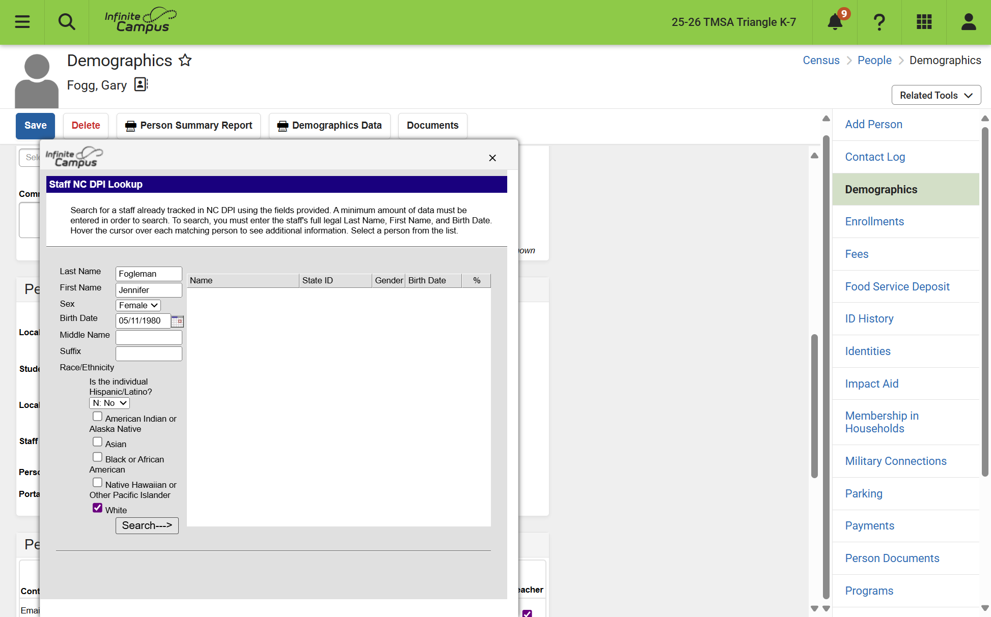 Select the user that matches your staff person. Confirm the Staff UID