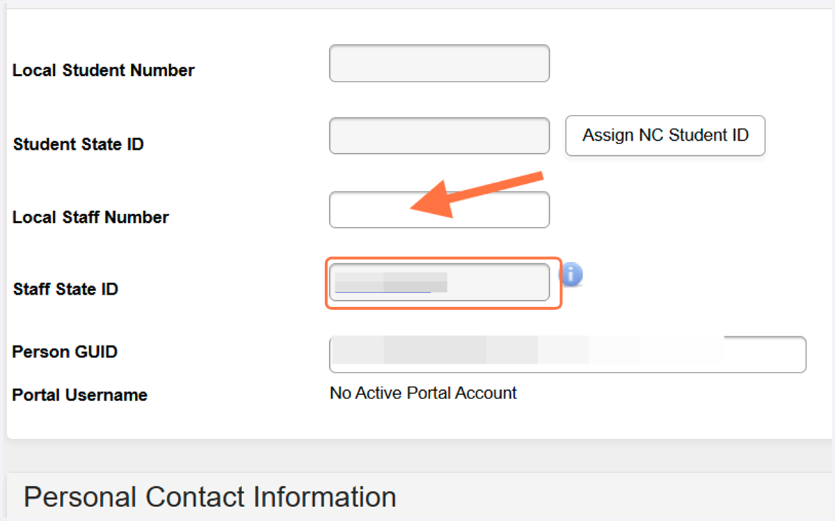 Copy the Staff State UID to the Local Staff Number