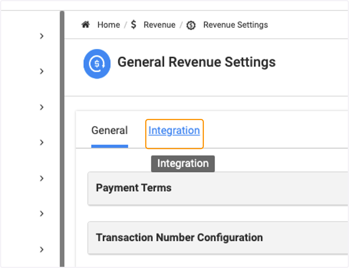 Click on the Integration tab