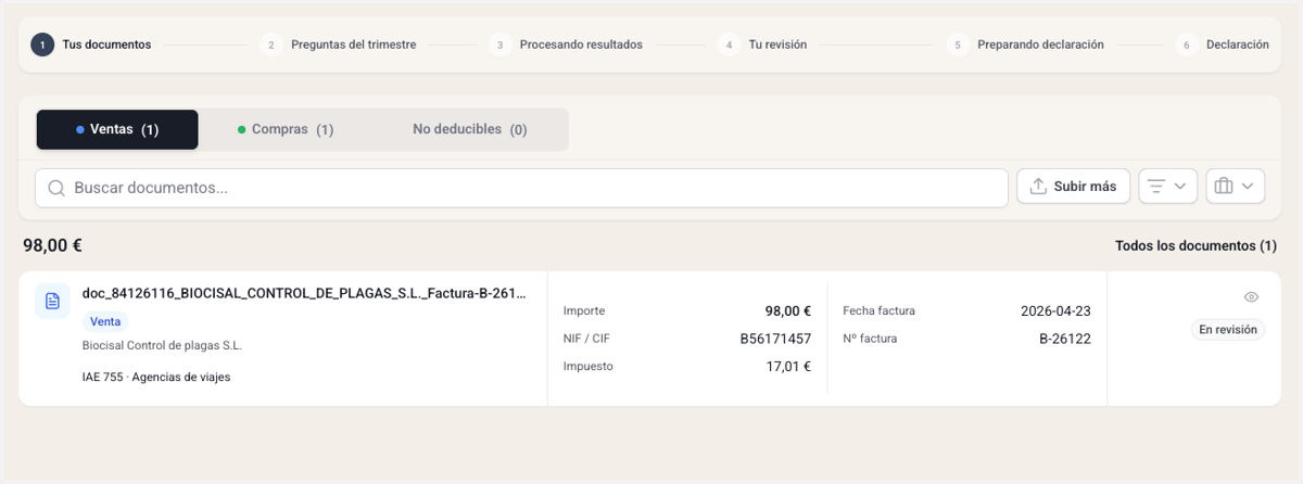¡Listo! Candosa ha extraído automáticamente los datos de tu factura