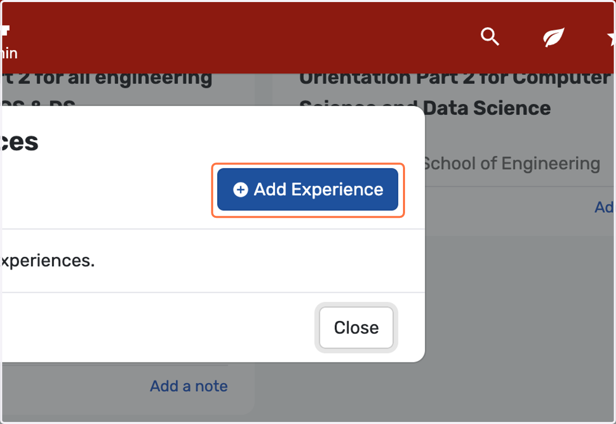Click on Add Experience