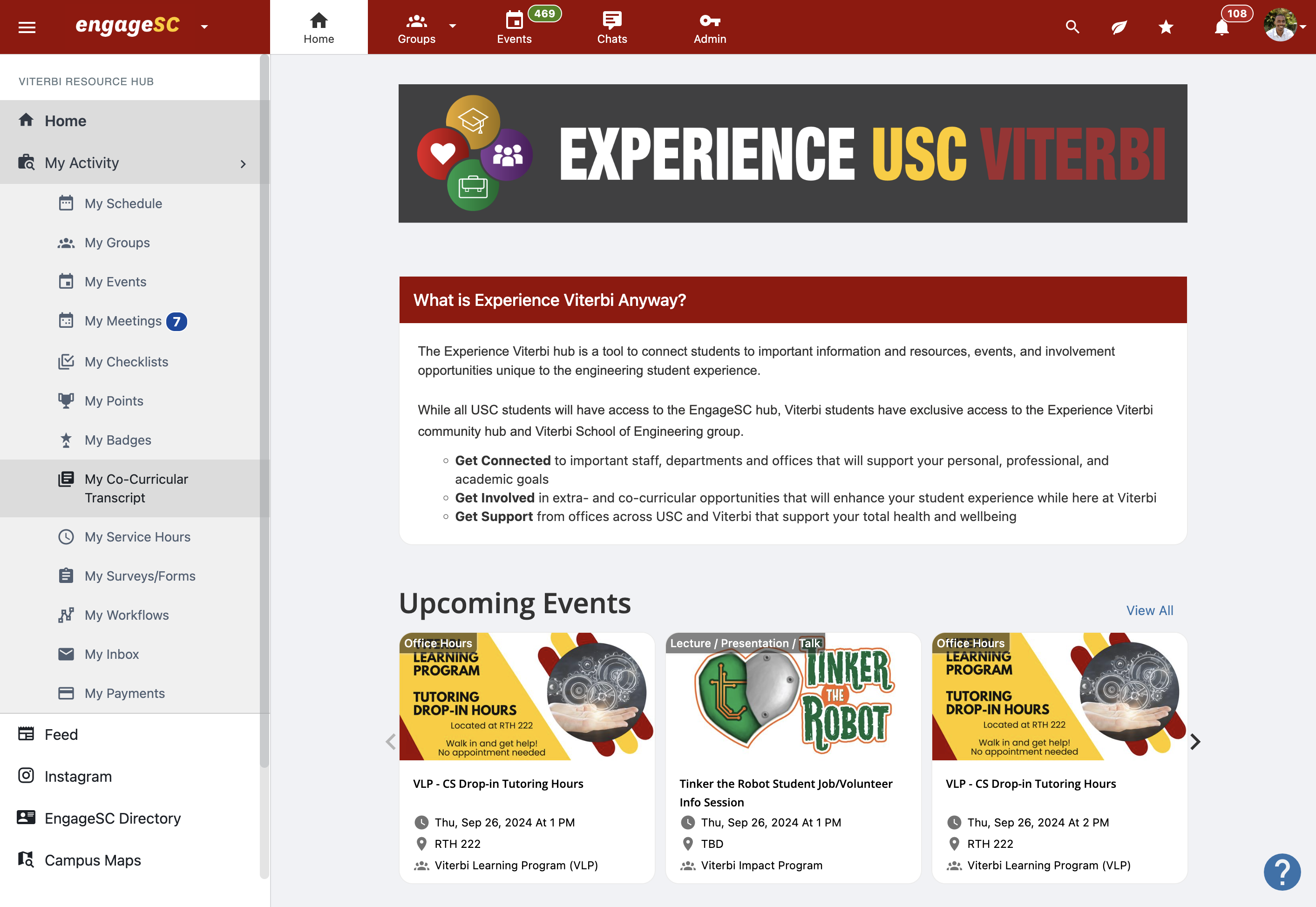 Click on My Co-Curricular Transcript