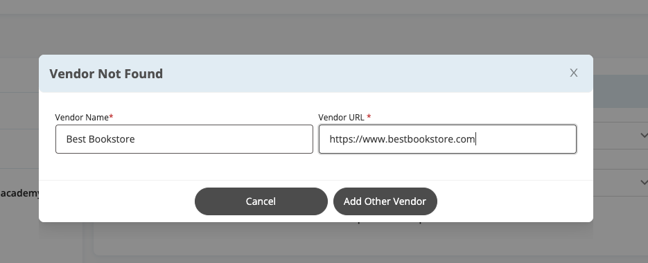 Manually Add Vendor Information