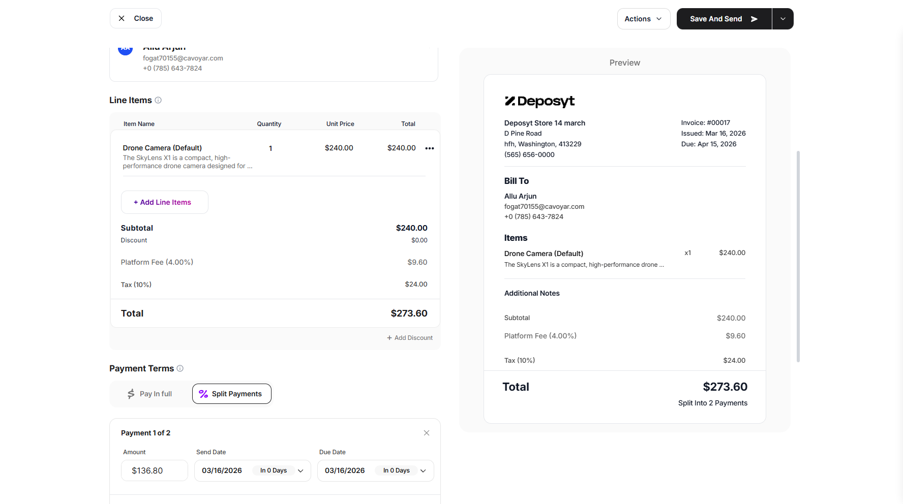 Step 8: Next is the Line Items section, where you can select the items for the invoice.
