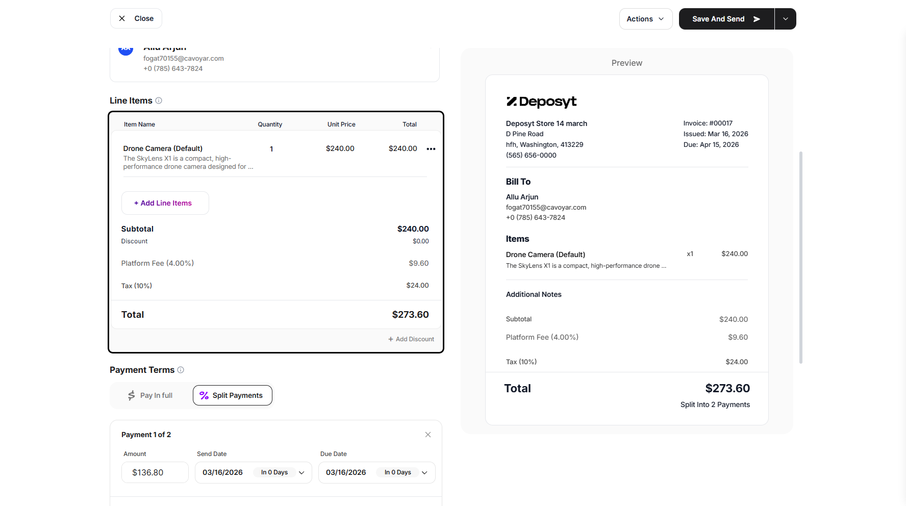 Step 8: Next is the Line Items section, where you can select the items for the invoice.