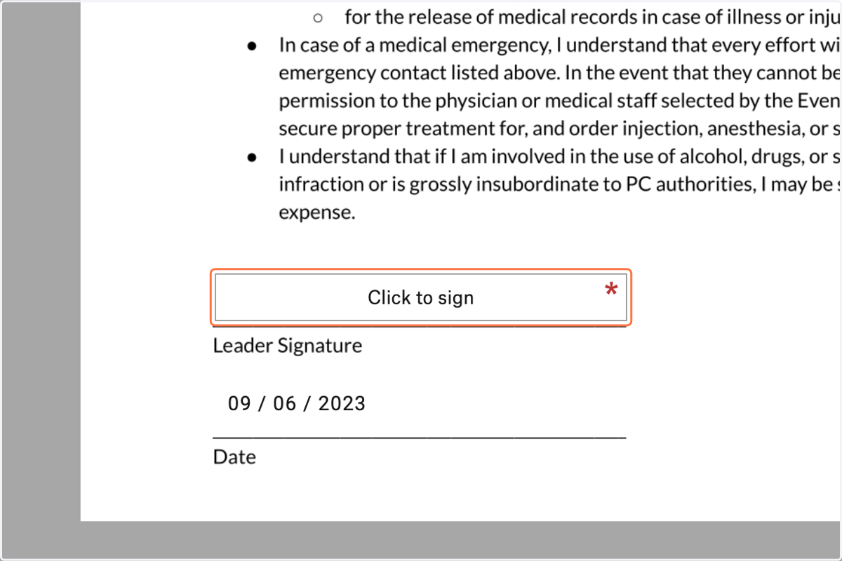 Click on Click to sign