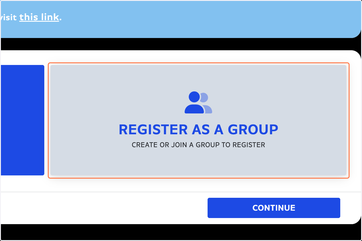 Click on REGISTER AS A GROUP…