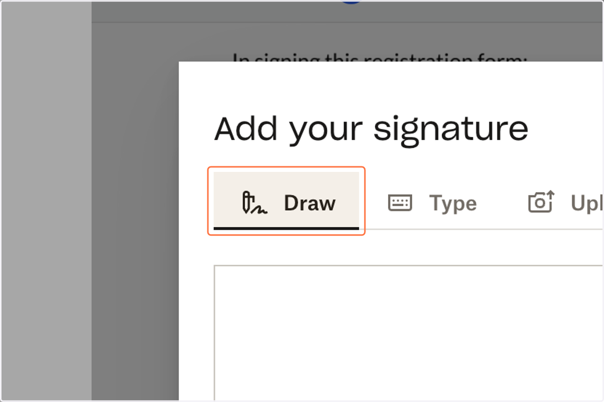Draw, type or upload your signature